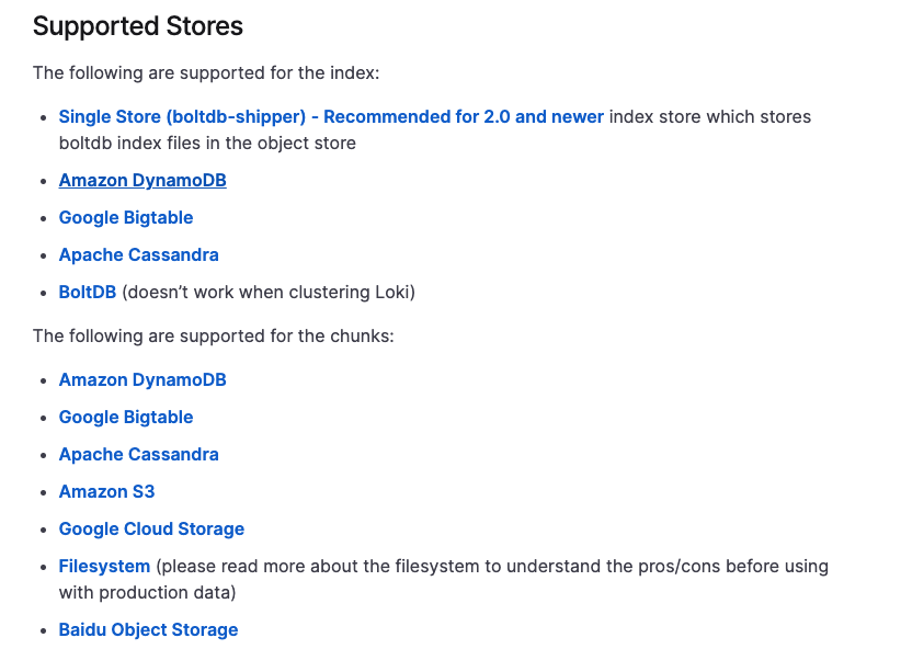<a href="https://grafana.com/docs/loki/latest/operations/storage/">https://grafana.com/docs/loki/latest/operations/storage/</a>